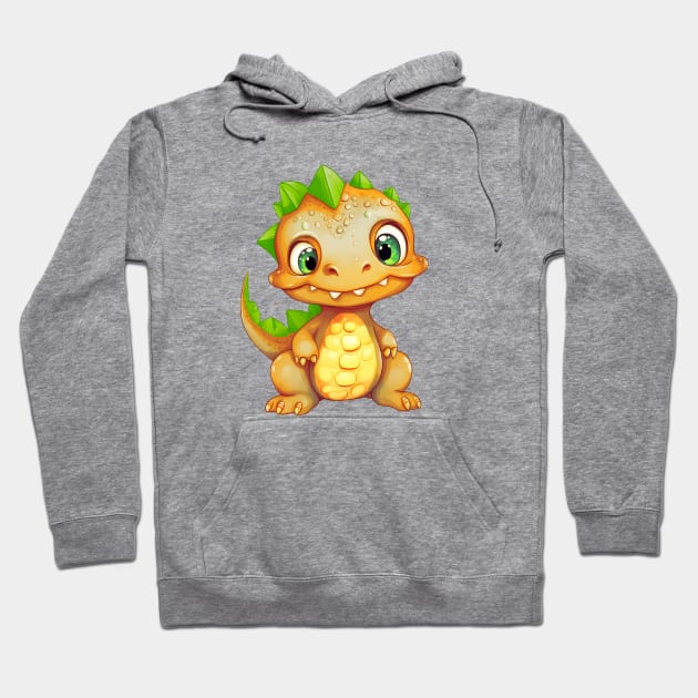 Cute Golden-green Baby Dinosaur Hoodie by KOTOdesign